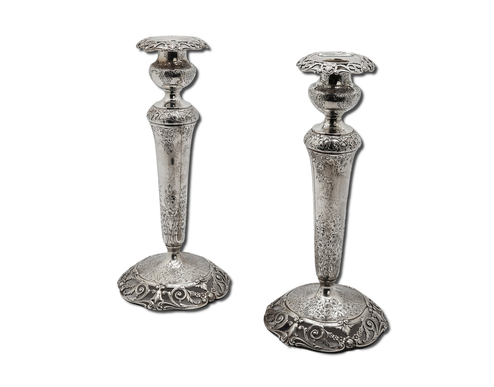 Pair of Gorham Sterling Silver Rococo Revival Candlesticks (1 of 4)