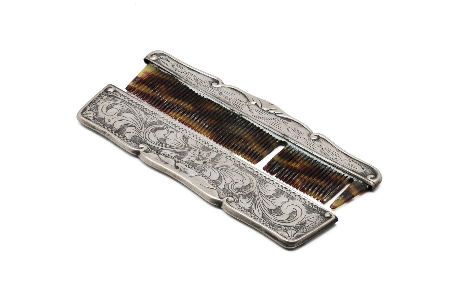 Antique Continental 800 Silver Folding Pocket Comb, Art Nouveau (1 of 5)