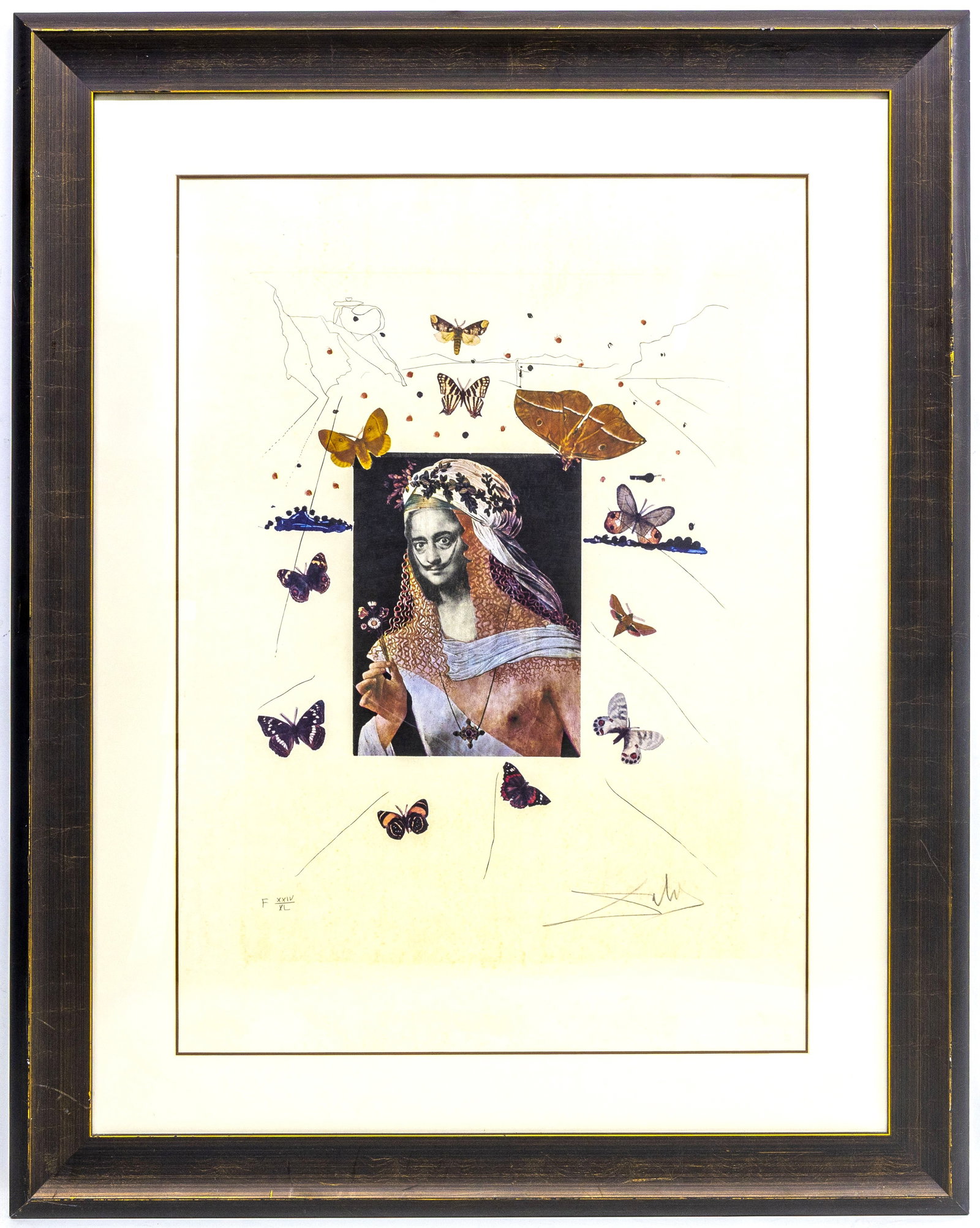 Salvador Dali (Spanish, 1904-1989), Surrealist Portrait of Dali with Butterflies 1971, Lithograph: Artist, Year, Title: Salvador Dali (Spanish, 1904?1989), Surrealist Portrait of Dali with Butterflies (Memories of Surrealism), ca. 1971 Origin: Spain / France Medium: Lithograph with