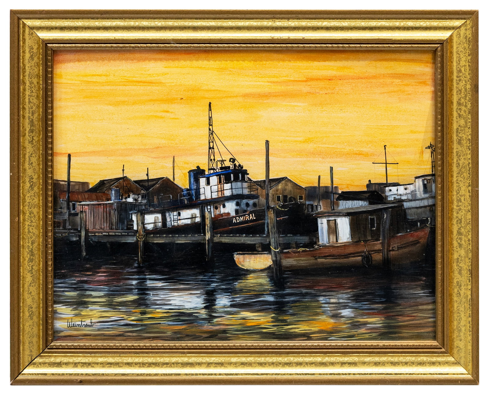 Herbert Weintraub (American, 1934-2019) Tugboat Admiral, Oil on Wood Panel (1 of 4)