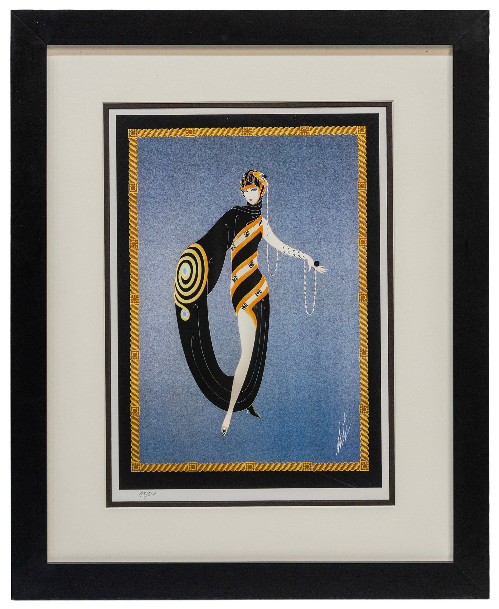 Erte (Romain de Tirtoff) (Russian-French) Pearls and Emeralds 1990, Serigraph: Artist, Year, Title: Erté (Romain de Tirtoff) (Russian-French, 1892–1990) Pearls and Emeralds, 1990 Medium: Serigraph on Paper Dimensions: 21 x 25 in., framed