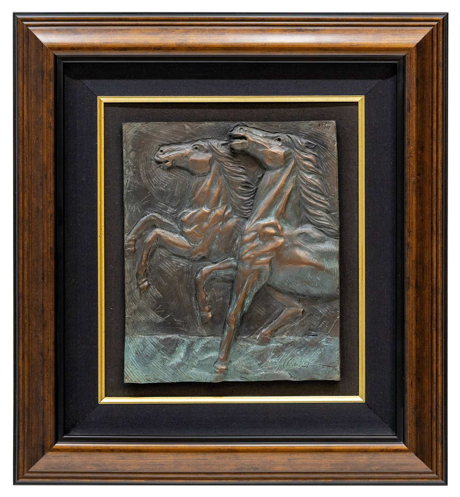 Bill Mack (American, b. 1944) Competition 2004, COA, Signed Ltd. 47/195: Artist, Title, Year: Bill Mack (American, b. 1944) Competition 2004, Signed Limited Edition Medium: Bronze resin bas-relief Image Size: 11.75 x 11.5 in. Framed Size: