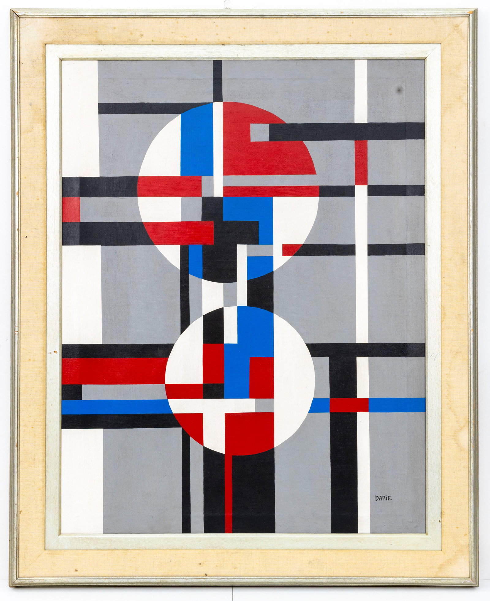 Sandu Darie (Romanian/Cuban) Geometric Abstraction, Oil & Acrylic on Canvas Painting: Artist, Year, Title: Sandu Darie (Romanian/Cuban, 1908–1991), Geometric Abstraction Medium: Oil or mixed media on canvas Dimensions: 34" x 42.5" Provenance:
