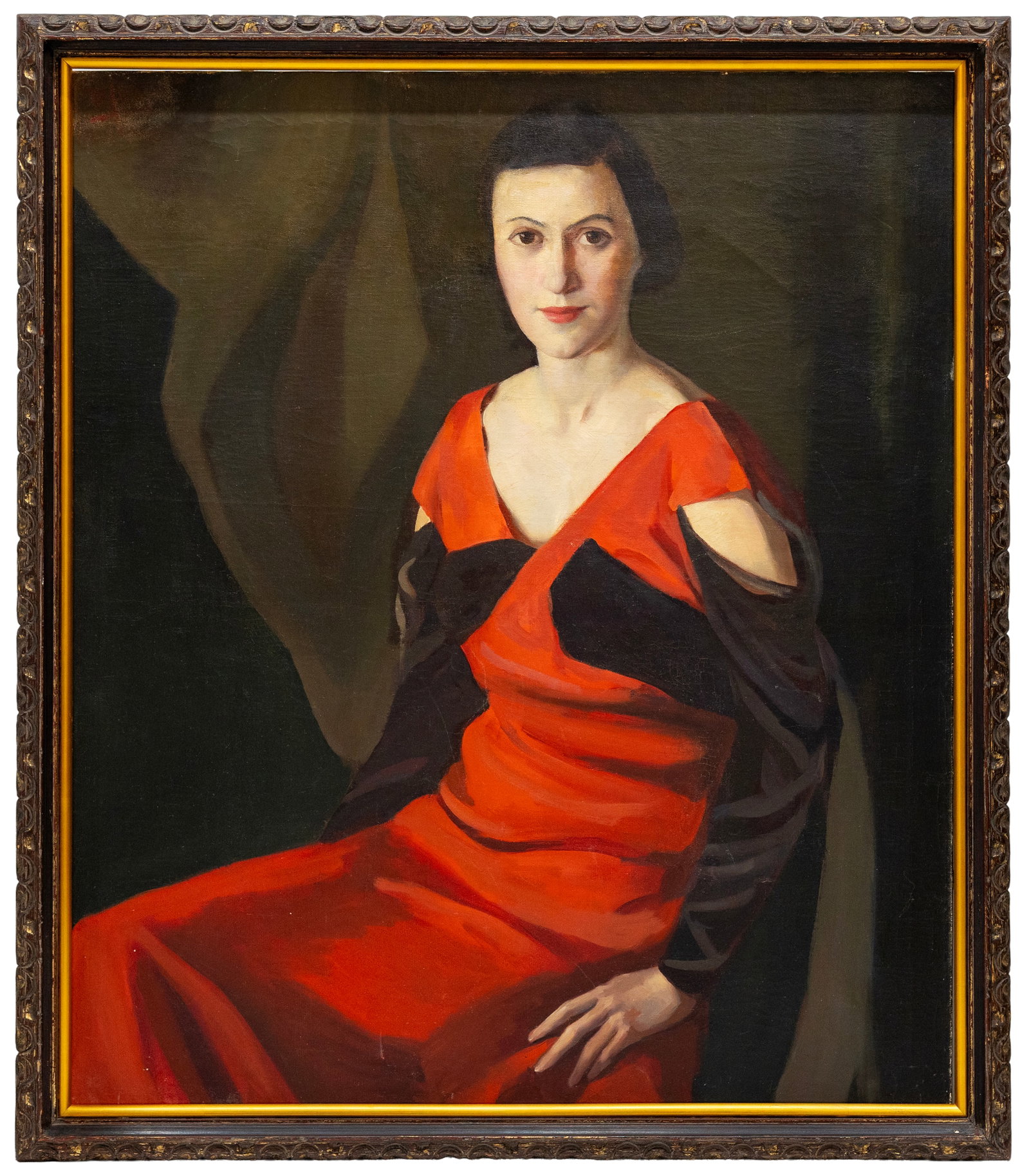Attr George Washington Lambert (Australian, 1873-1930), Portrait of a Lady, Oil on canvas.: Artist, Year,Title:Attr to George Washington Lambert (Australian, 1873-1930),Portrait of a Lady, Oil on Canvas Medium:Oil on canvas. Dimensions:39 in. H ? 33 in. W.