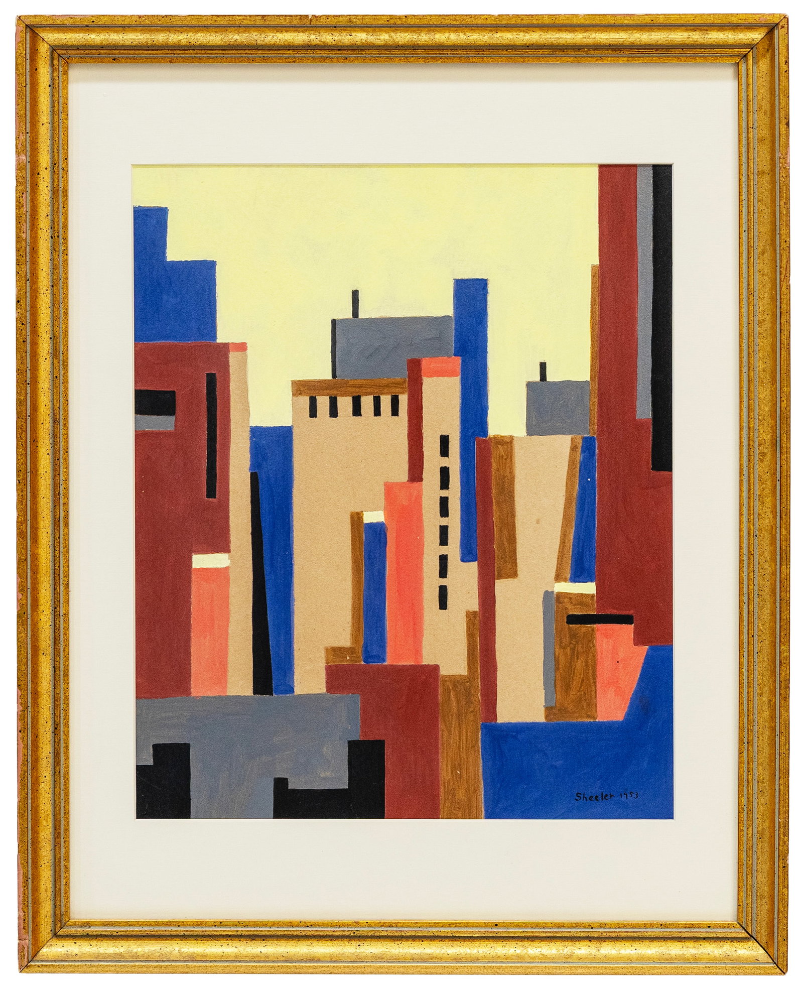 Charles R. Sheeler (American, 1883-1965), Abstract Cityscape, Mixed Media on Paper: Artist, Year, Title: Charles R. Sheeler (American, 1883-1965), Abstract Cityscape Composition, 1953 Medium: Mixed Media on Paper Dimensions: 20" x 15.5" sight; framed dimensions approx