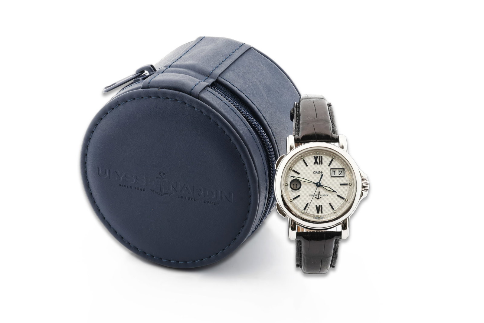 Ulysse Nardin San Marco GMT Big Date 223-88. Reportedly Associated with Frank Sinatra's Band: Brand: Ulysse Nardin Model: San Marco GMT Big Date Reference: 223-88 Case: Stainless steel Case Size: 40 mm Dial: S
