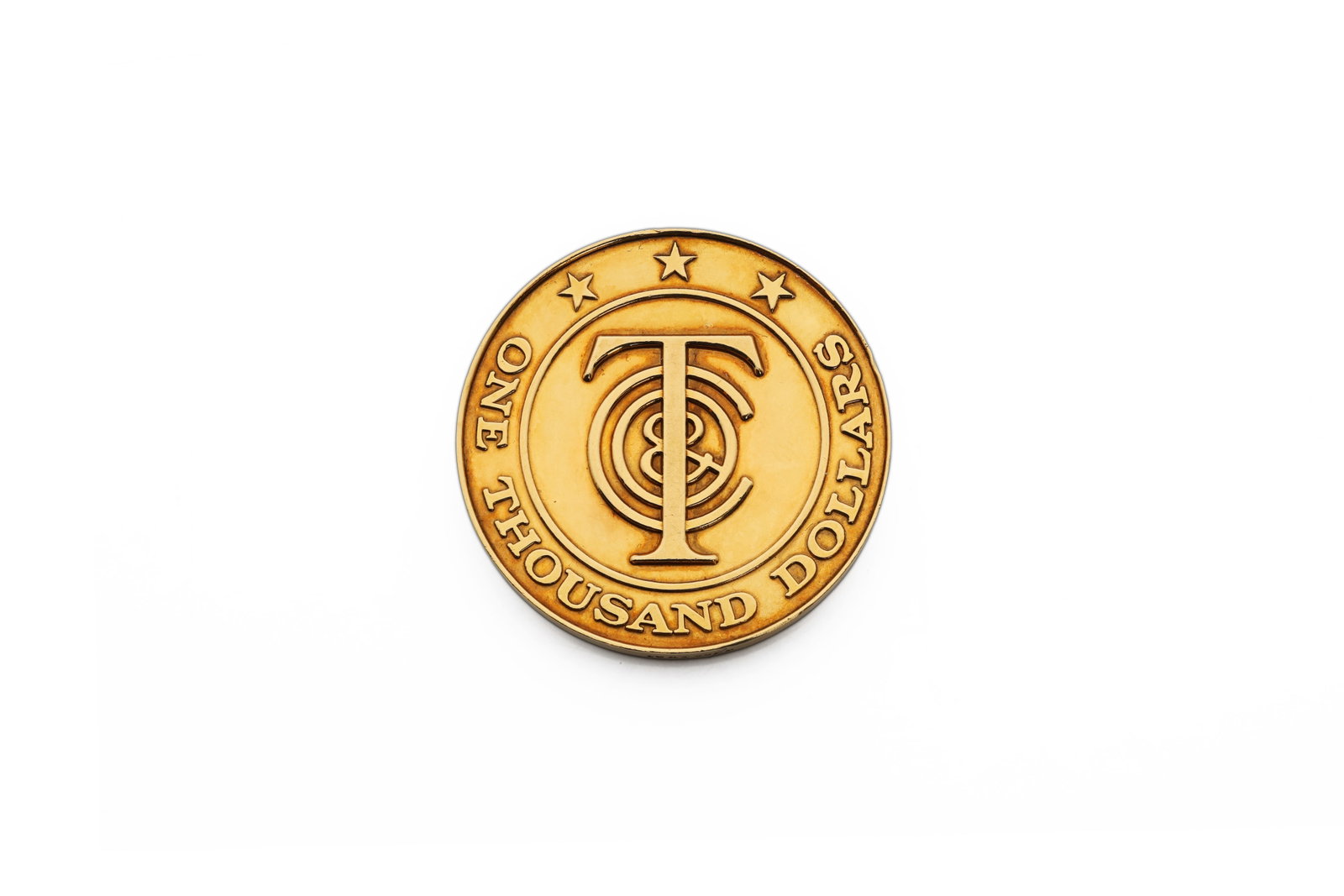 Tiffany & Co. Money One Thousand Dollars 18K Gold Token Medal, 32gr: Brand: Tiffany & Co. Type: Tiffany Money Token / Medal Material: Solid 18K Gold Weight: 32.0 grams Diameter: 32.12 mm Stampi