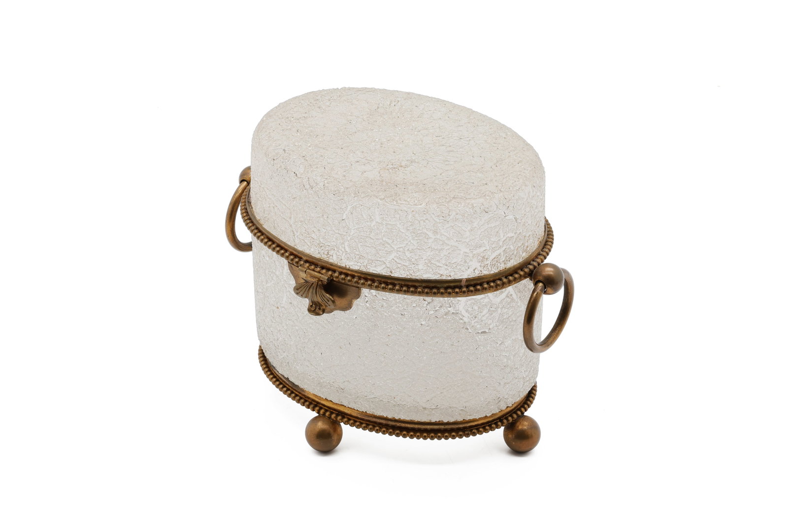 Clear Crackle Glass Box with Brass Mounts and Ball Feet (1 of 8)