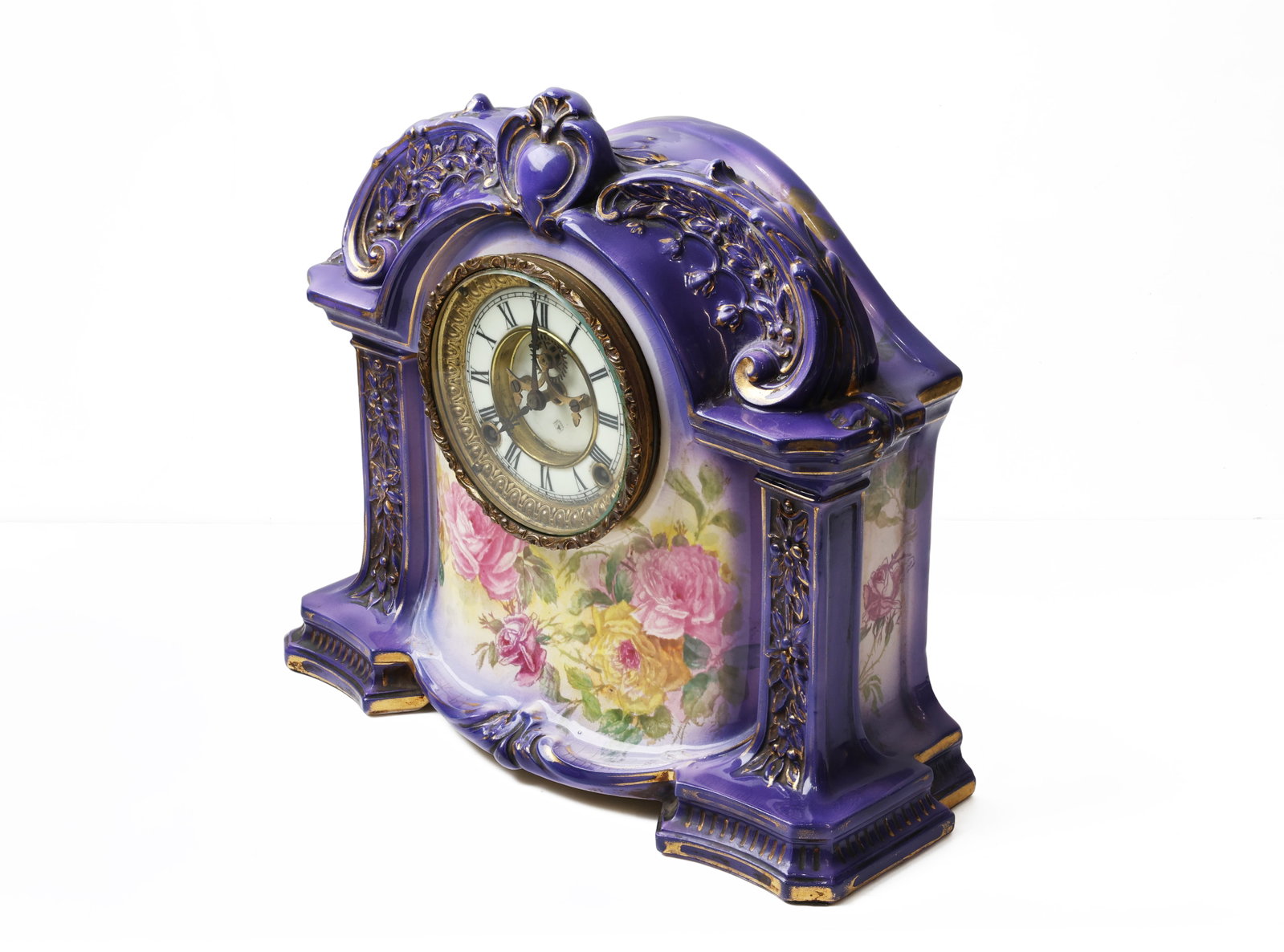 Ansonia La Orb Royal Bonn Porcelain Mantel Clock, c. 1905 (1 of 11)