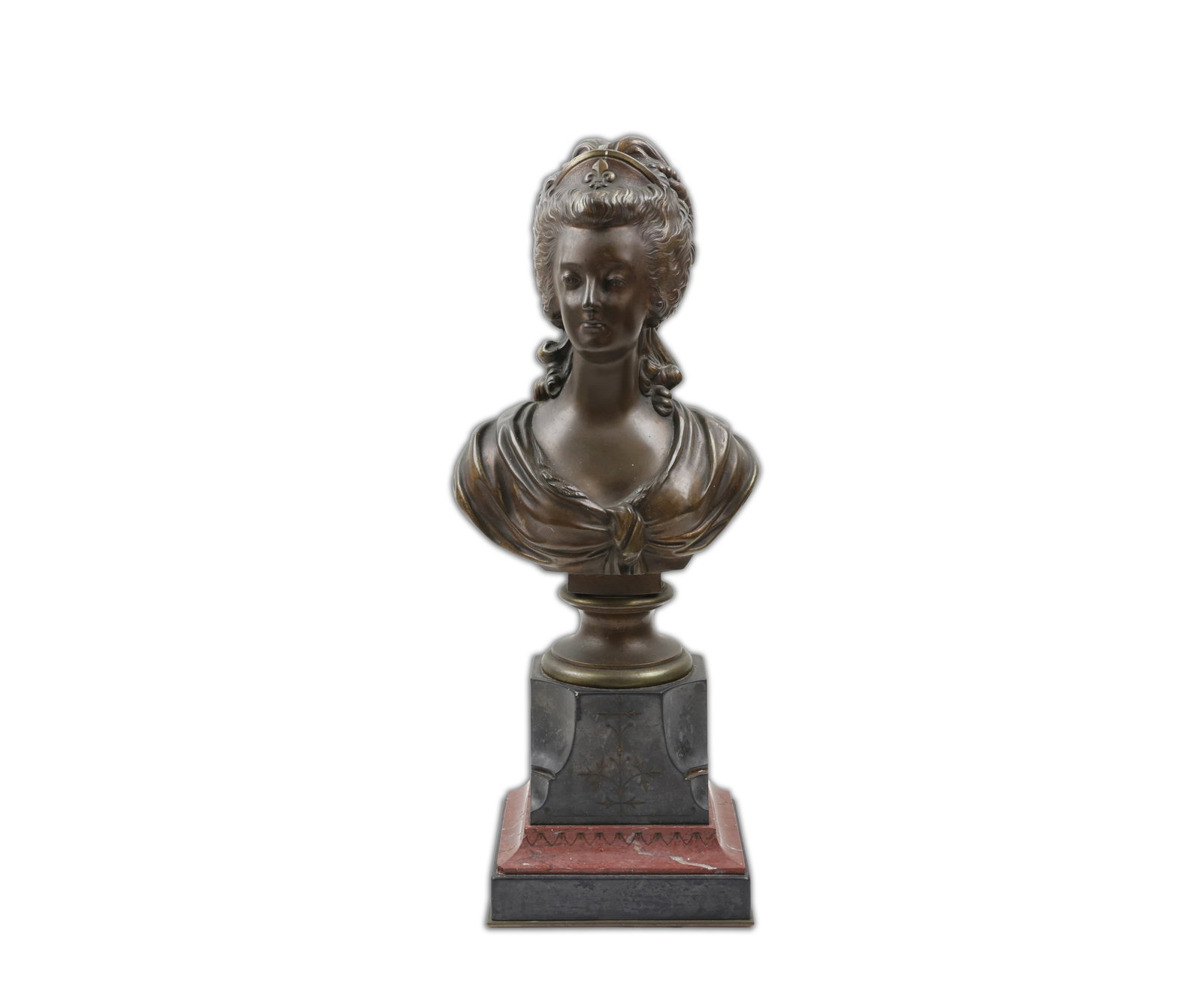 French Cast Bronze Bust of Marie Antoinette on Marble Base (1 of 5)