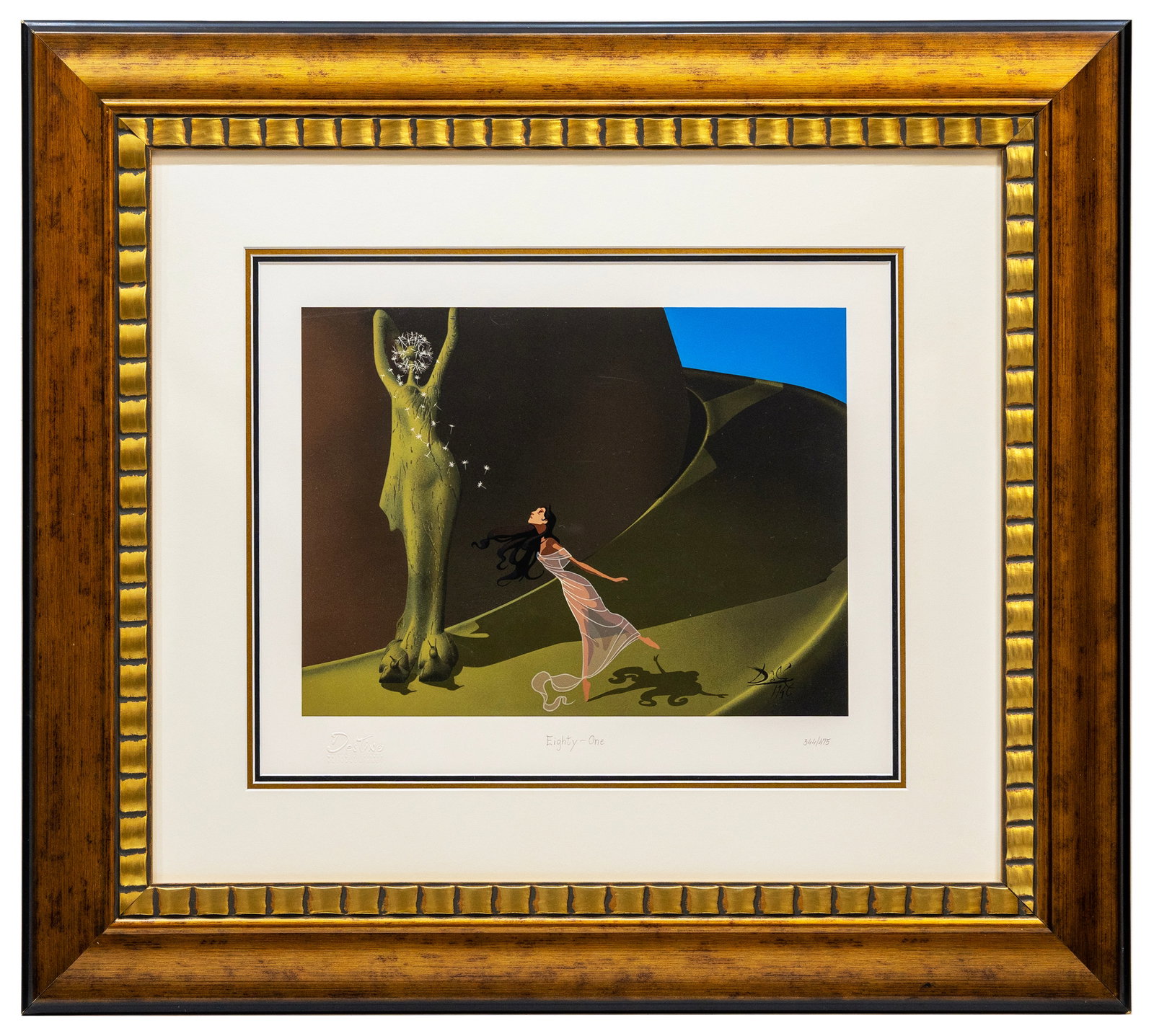 Salvador Dali / Walt Disney, Destino #81 Eighty-One, Serigraph 344/475: Artist, Title, Year: Salvador Dalí / Walt Disney – Destino #81 – Set 4 (Eighty-One), 2007 Medium: Color serigraph on wove paper Dimensions: Image: 12 x 16 in.; professionally framed