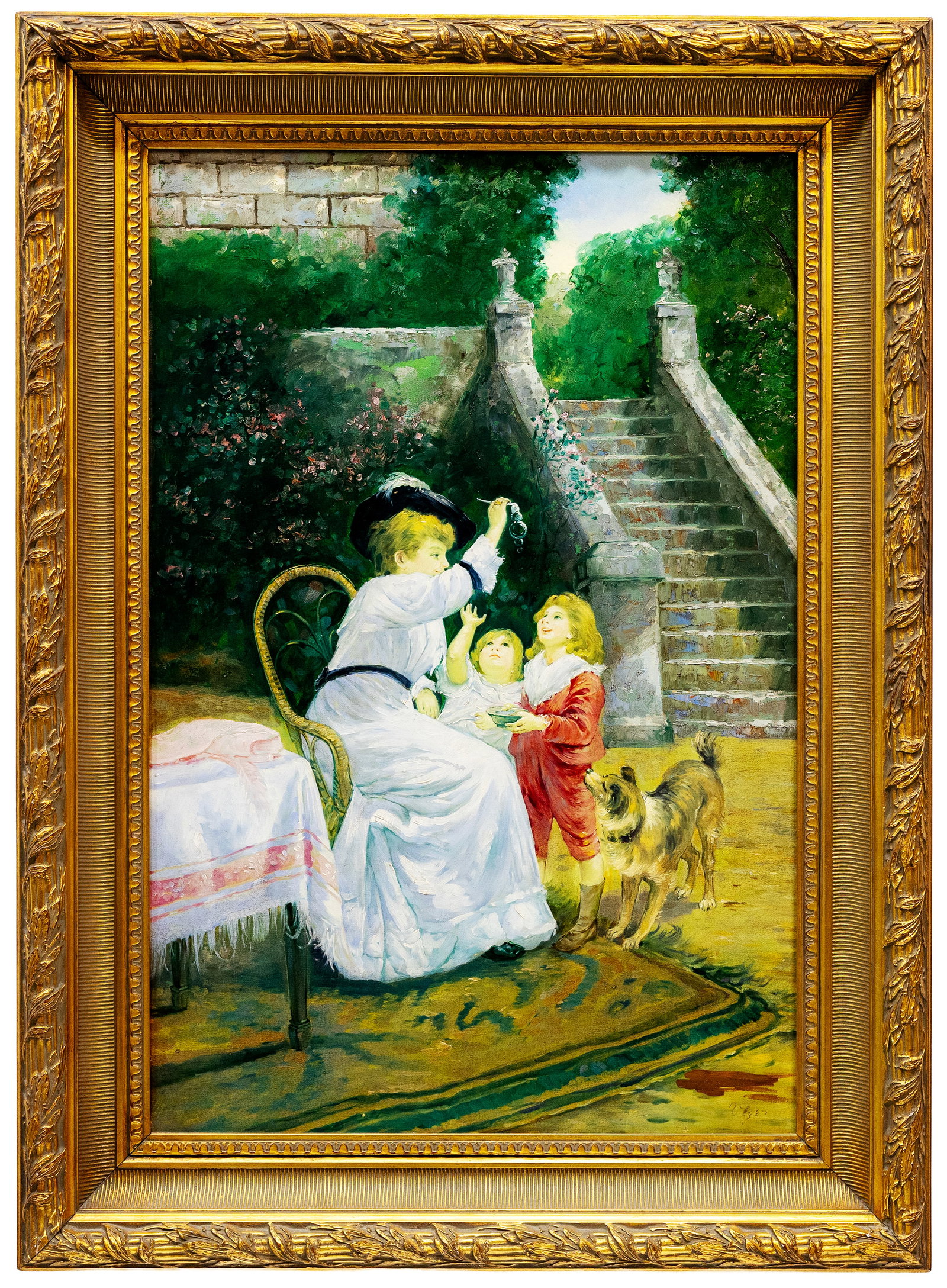 Signed. After Frederick Morgan, Bubbles, Oil on Canvas: Artist, Title, Year: Signed Reproduction After Frederick Morgan (British, 1847–1927), Bubbles Medium: Oil on canvas Dimensions: 36 x 24 in. (canvas); 45 x 33 in. (framed) <