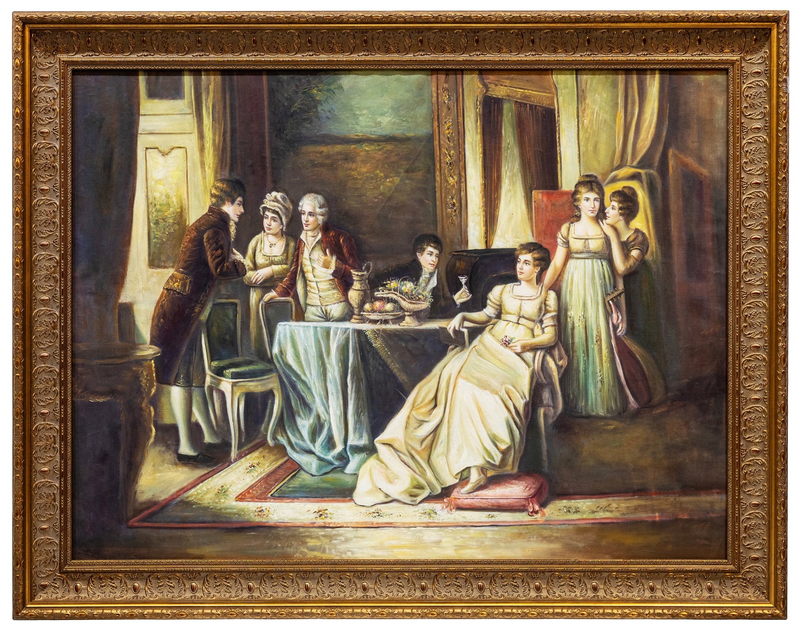 After Carl Herpfer (German) The Suitor Meets Her Family, Oil on Canvas (1 of 3)