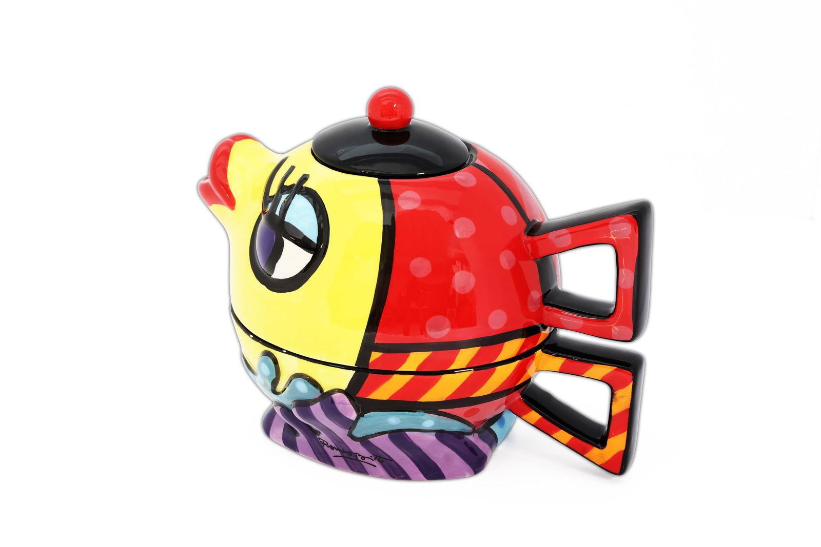 Romero Britto for Giftcraft Fish Tea-for-One Set: Title: Romero Britto for Giftcraft Fish Tea-for-One Set Circa: 2013. Manufacturer: Giftcraft Material: Glazed ceramic Origin: Made in China