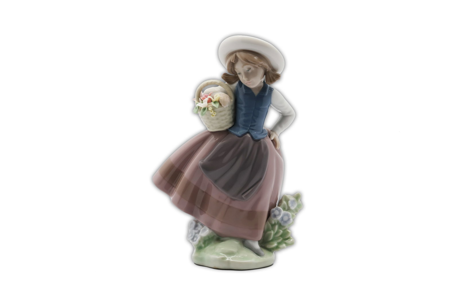 Lladro - Sweet Scent - Girl with Flower Basket Porcelain Figurine, No. 5221 (1 of 8)