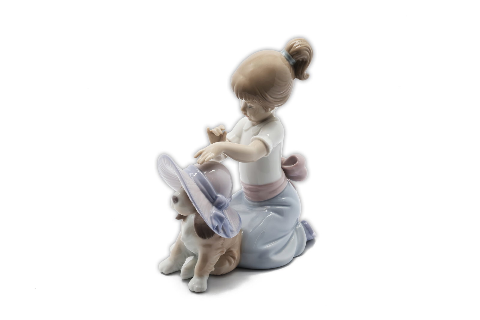 Lladro, An Elegant Touch, Girl Dressing Her Dog Porcelain Figurine, No. 6862 (1 of 8)