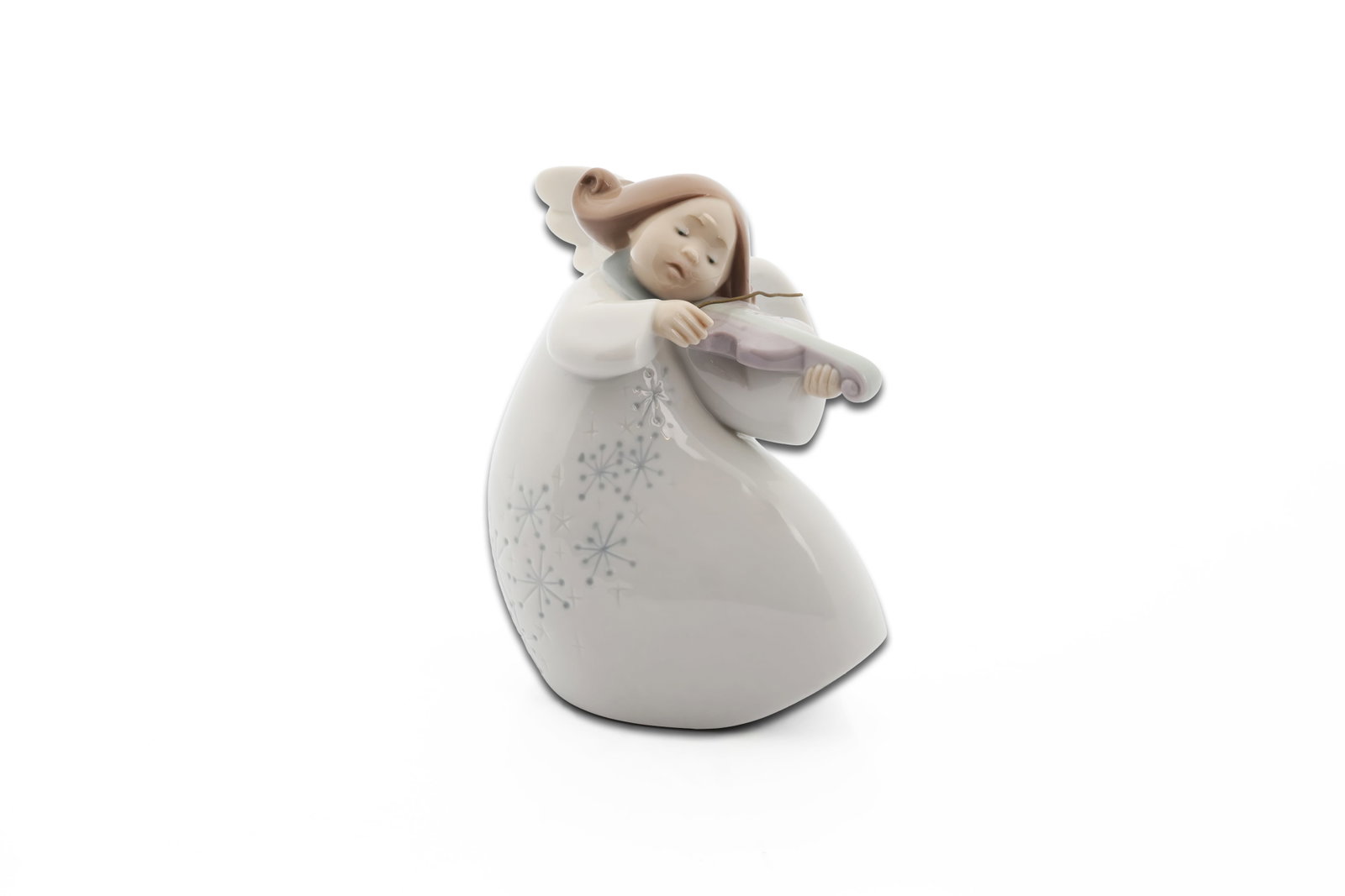 Lladro, Little Angel with Violin, Celestial Musician Porcelain Figurine, No. 6529: Title: Lladro - Little Angel with Violin – Celestial Musician Porcelain Figurine, No. 6529 Maker: Lladró, Spain Title: Little Angel with Violin / Violin Celestial, Model No.: 6529 <