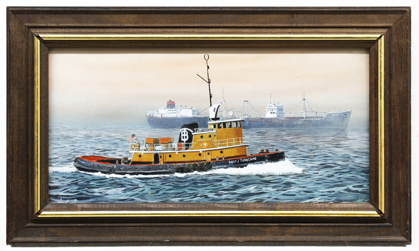 Herbert Weintraub (American, 1934-2019) American Harbor Tugboat, Oil on Board Painting: Artist, Year, Title: Herbert Weintraub (American, New York / Florida, 1934–2019) American Harbor Tugboat, ca. late 20th century Medium: Oil on board Dimensions: With frame 19.5" × 11.5