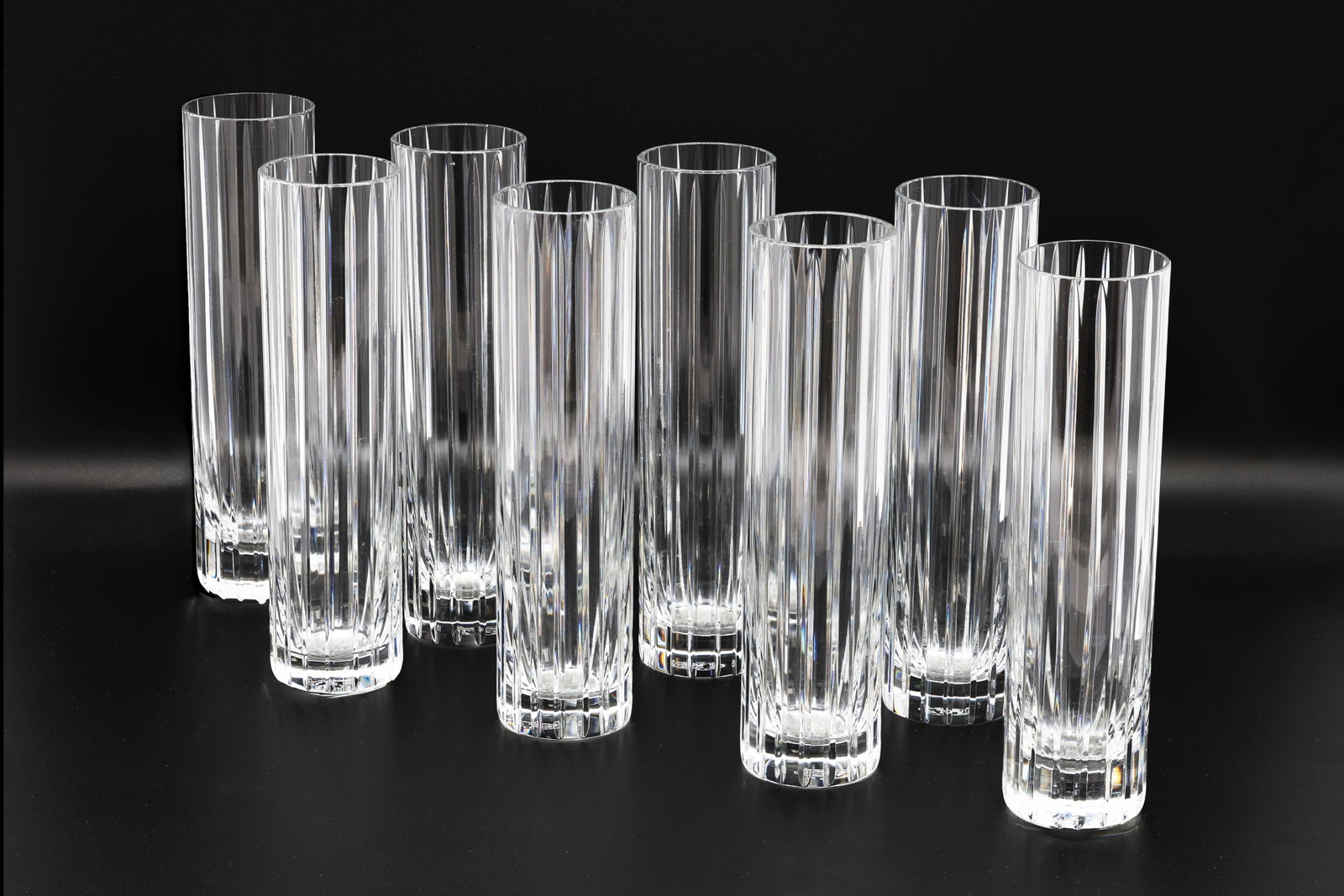 Set of 8 Baccarat Harmonie Crystal Collins Glasses: Maker: Baccarat Pattern: Harmonie Quantity: 8 Material: Clear crystal Dimensions: 7.25 in. Origin: France