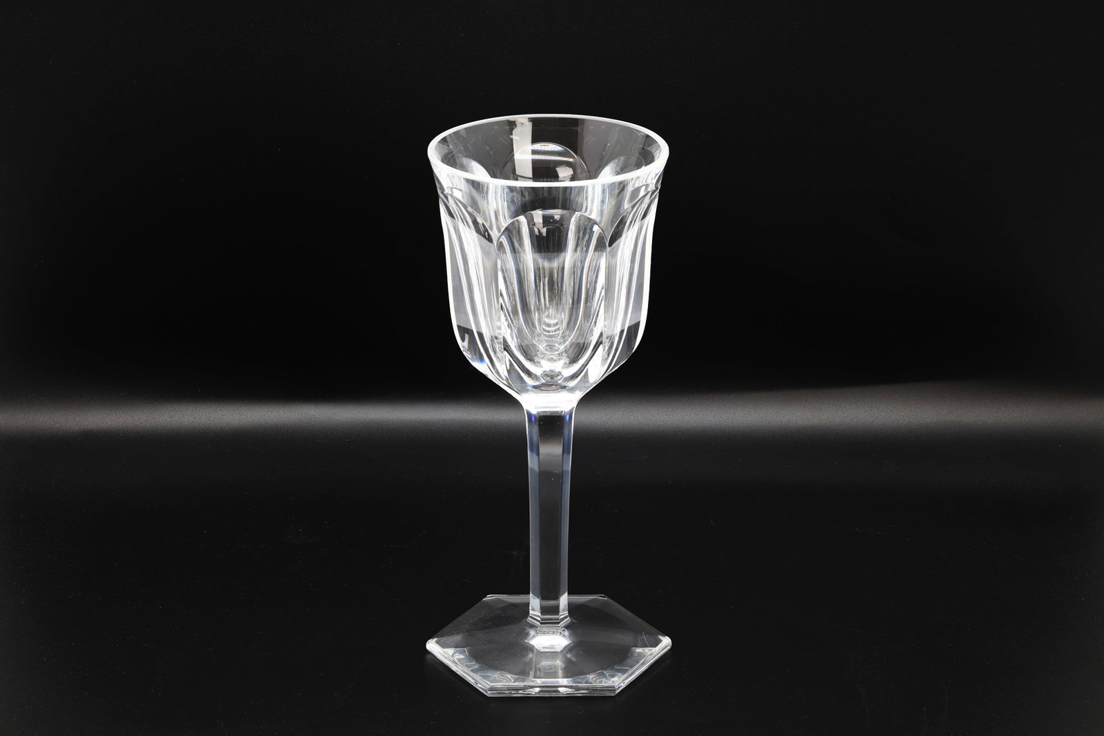 Baccarat France Compiegne Crystal Tall Water Goblet 7": Maker: Baccarat, France Pattern: Compiegne Material: Blown and cut clear crystal Height: 7 3/4 in Marks: Acid-etched Baccarat France facto