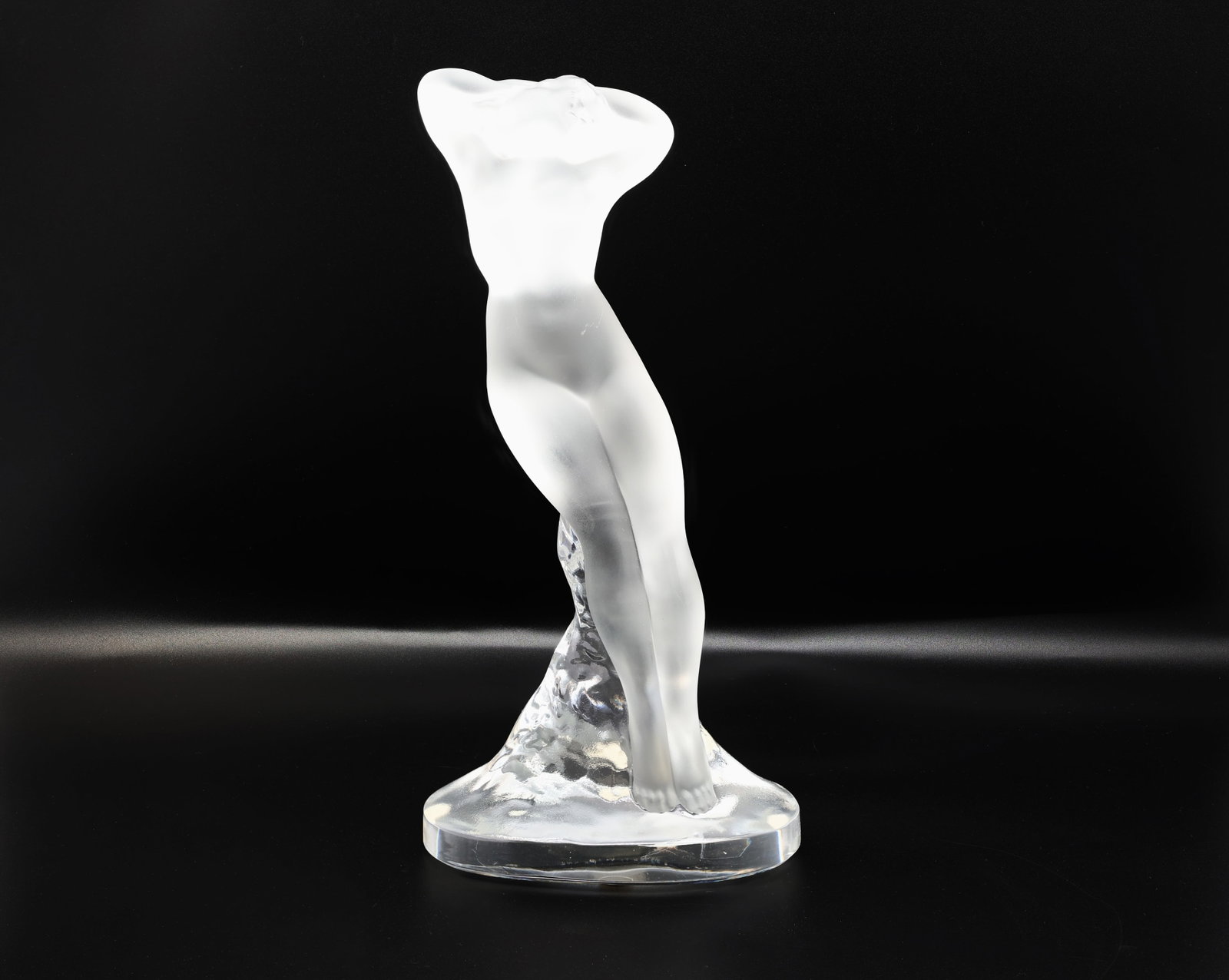 Lalique France Danseuse Bras Leves Crystal Nude Dancer Figurine 11908, ca. 1960: Manufacturer: Lalique, France Designer: Marc Lalique 1900–1977 Model: Danseuse Bras Leves Model No.: 11908 Date: ca. 1960