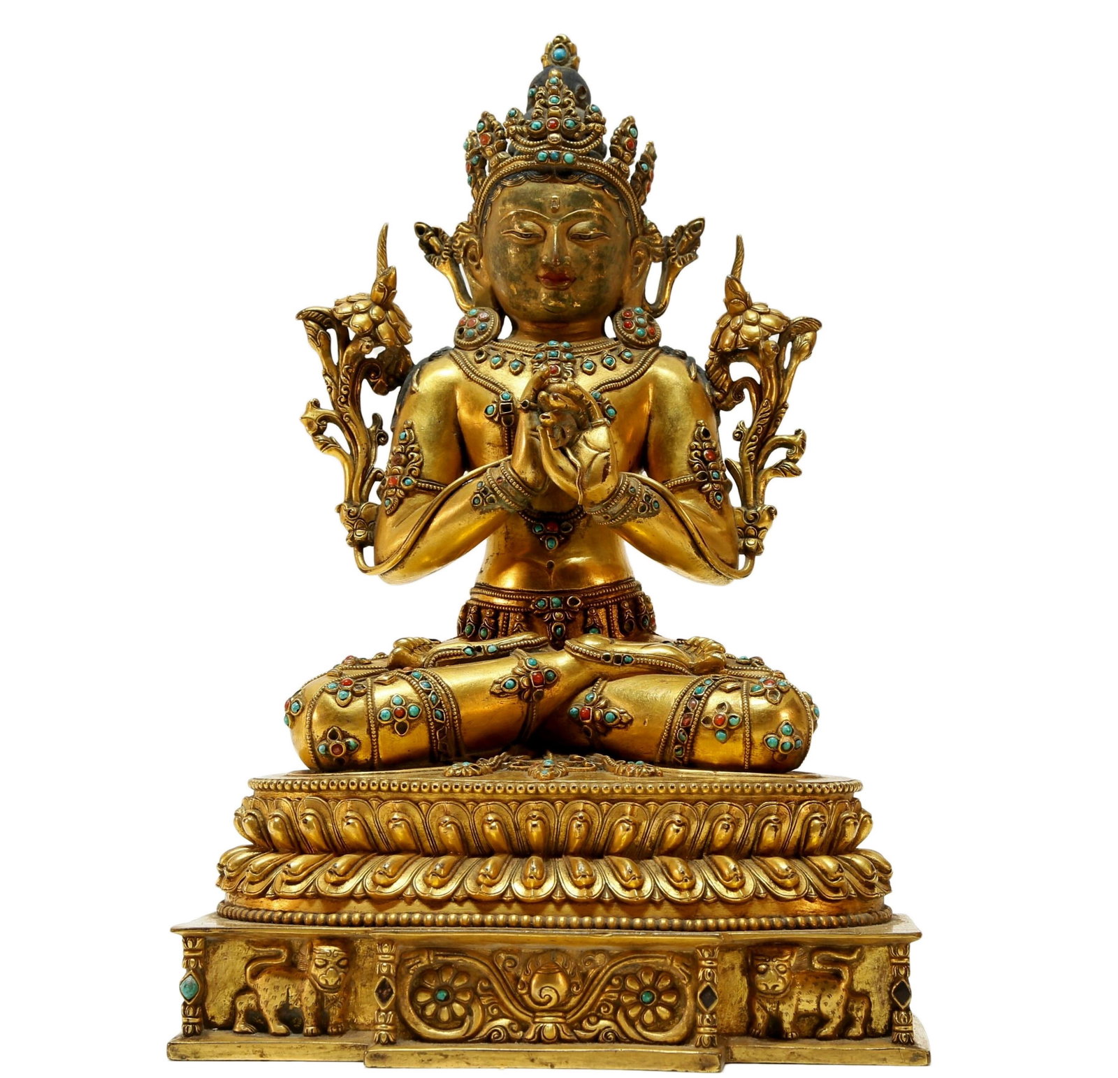 A superb Gilt-Bronze Figure of Green Tara: A superb Gilt-Bronze Figure of Green Tara Chinese Ming Dynasty Size:20.2cmx15.3cmx30.5cm