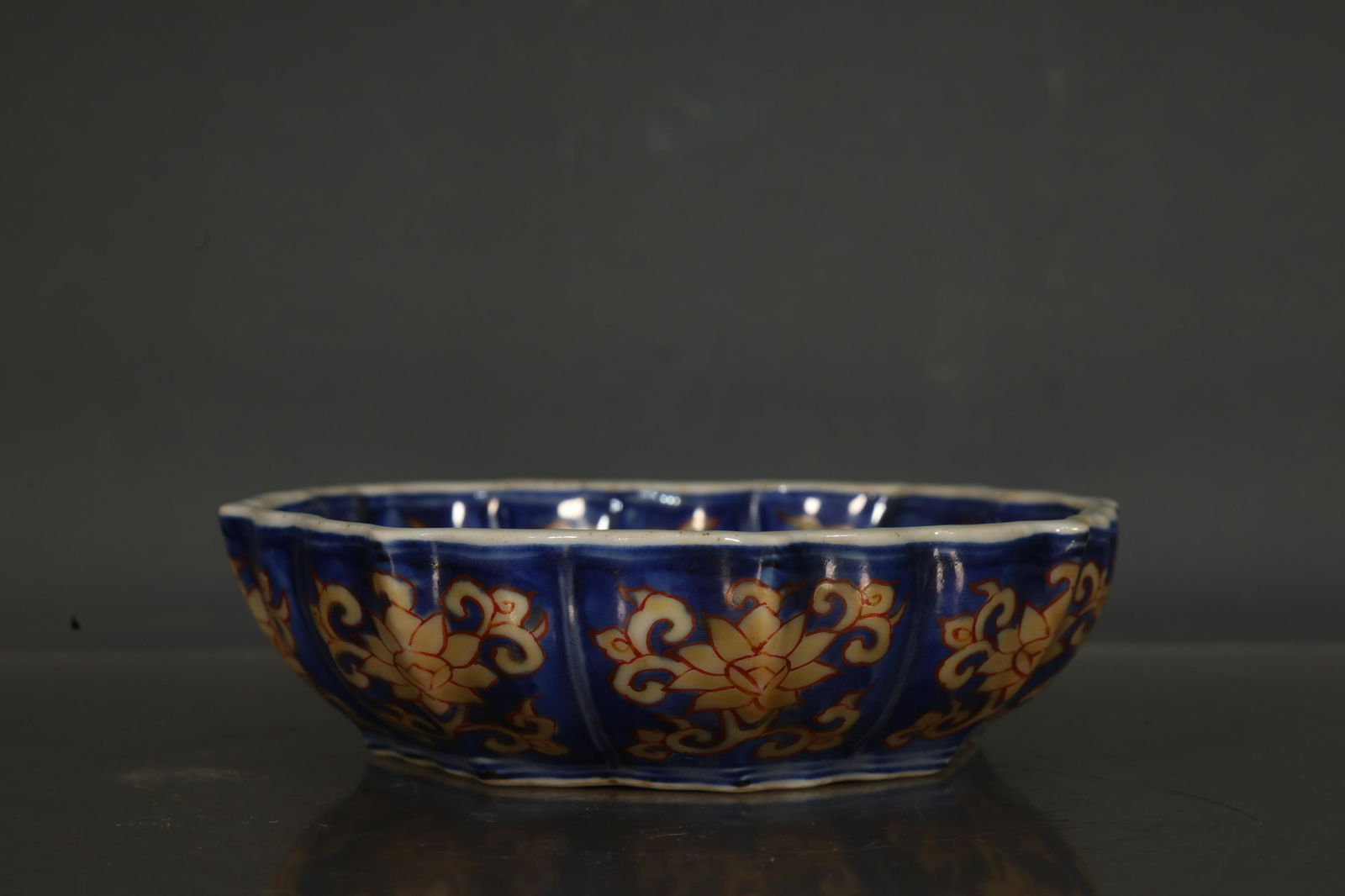 A Lovely Ji-Blue Glazed Yellow Color Flower Brush Pot (1 of 8)