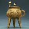 A Fabulous Gilt-Bronze 'Animal Mask' Tripod Ritual Cup With Inscriptions