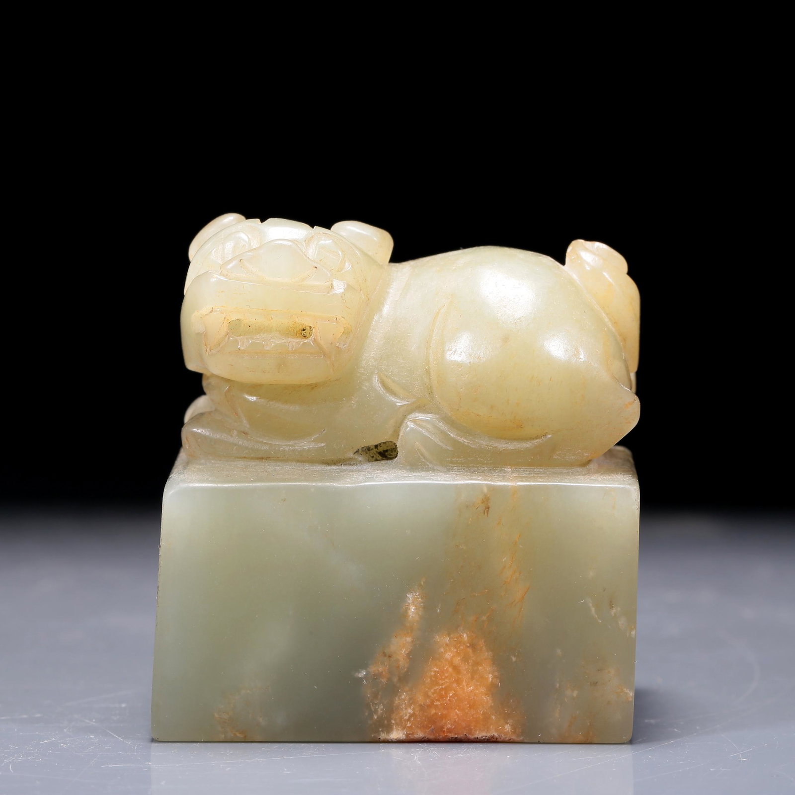 A Precious Imperial White Jade 'Lion' Seal (1 of 6)