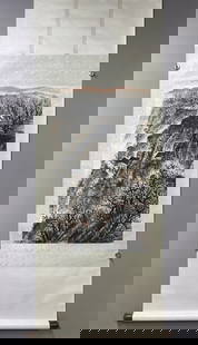 A vertical scroll of A Chinese ink figure and landscape painting, Zhao Wangyun: A vertical scroll of Chinese ink figure and landscape painting, Zhao Wangyun, Size: 96cmx58cm 赵望云《陕北之秋》