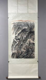 A vertical scroll of A Chinese ink figure and landscape painting, Zhao Wangyun: A vertical scroll of Chinese ink figure and landscape painting, Zhao Wangyun, Size: 96cmx58cm 赵望云《陕北之秋》