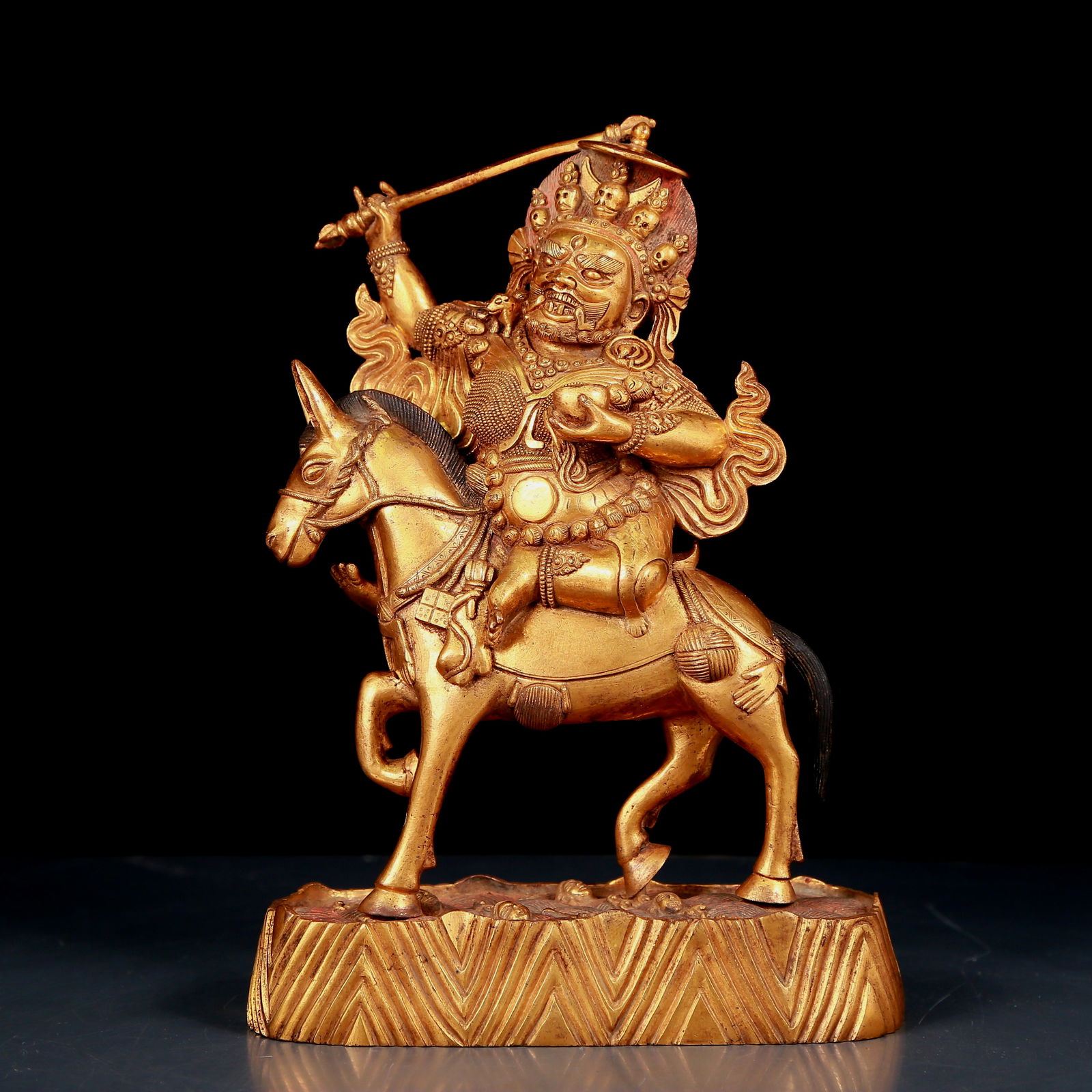 A Magnificent Gilt-Bronze Figure Of Kubera Seated On A Horse (1 of 12)
