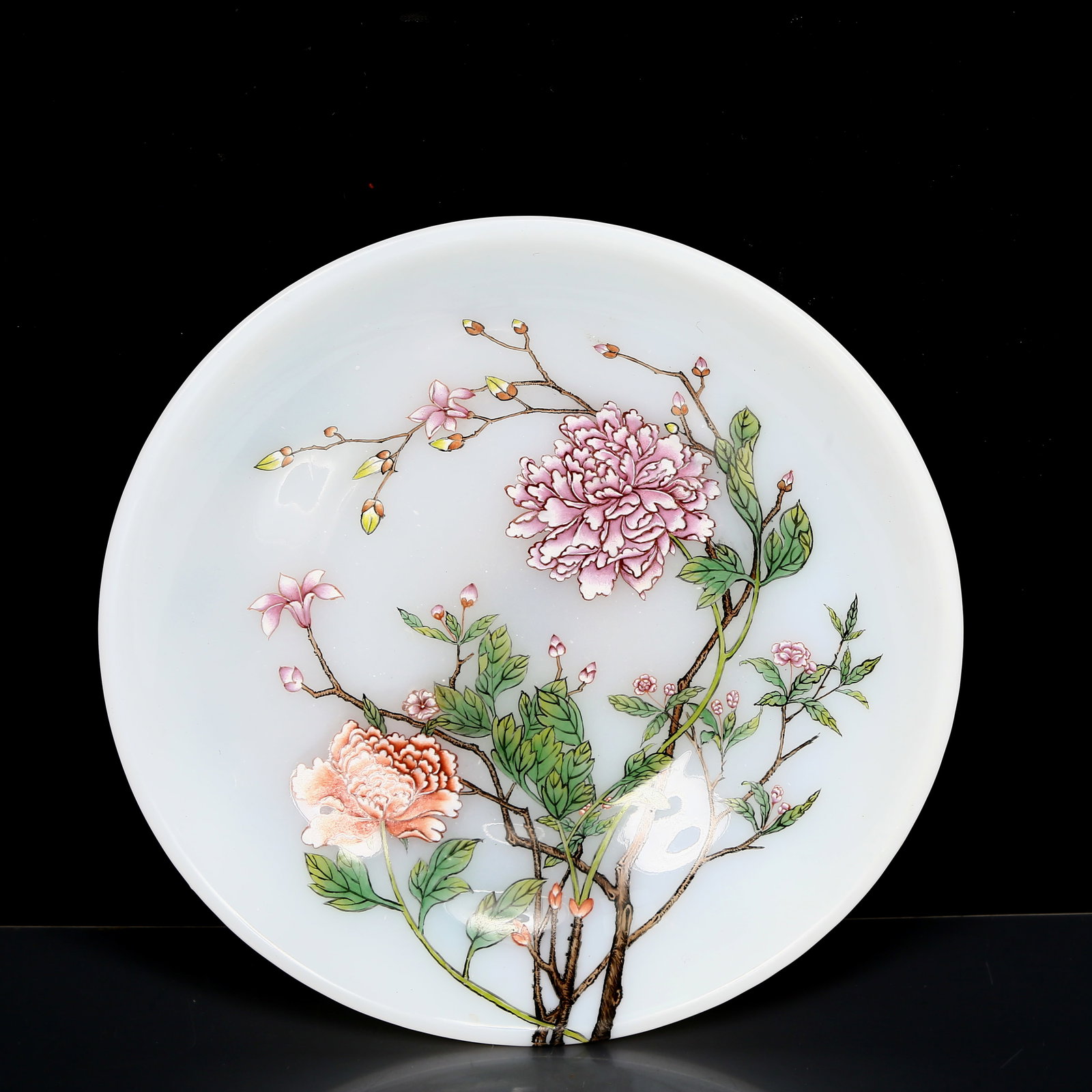 An Exquisite Glass Painted Color Flower Pattern Plate (1 of 6)