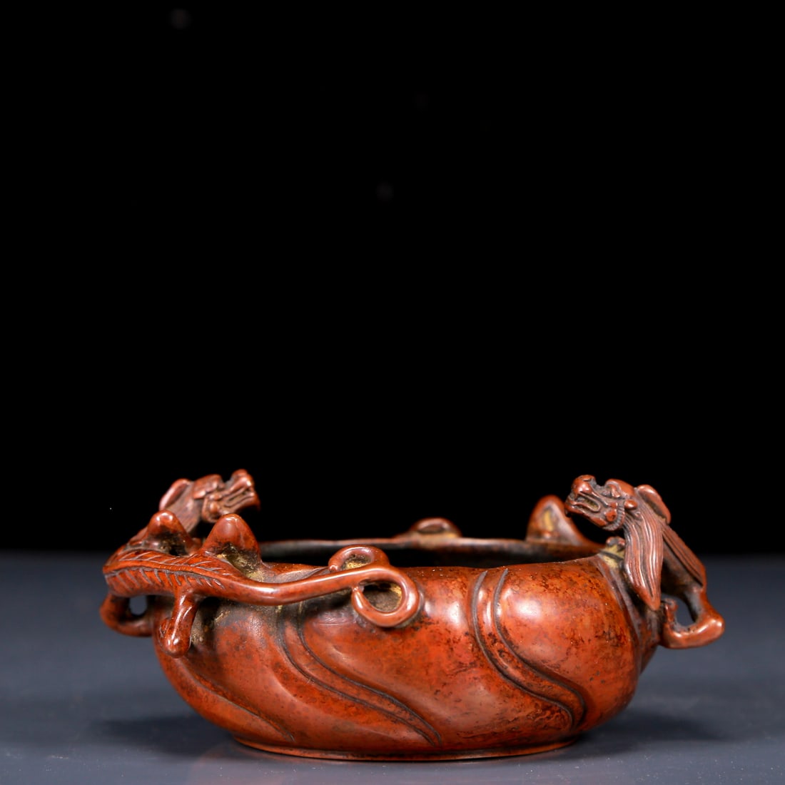 An Elaborate Bronze Chi-Dragon-Handled Censer (1 of 8)
