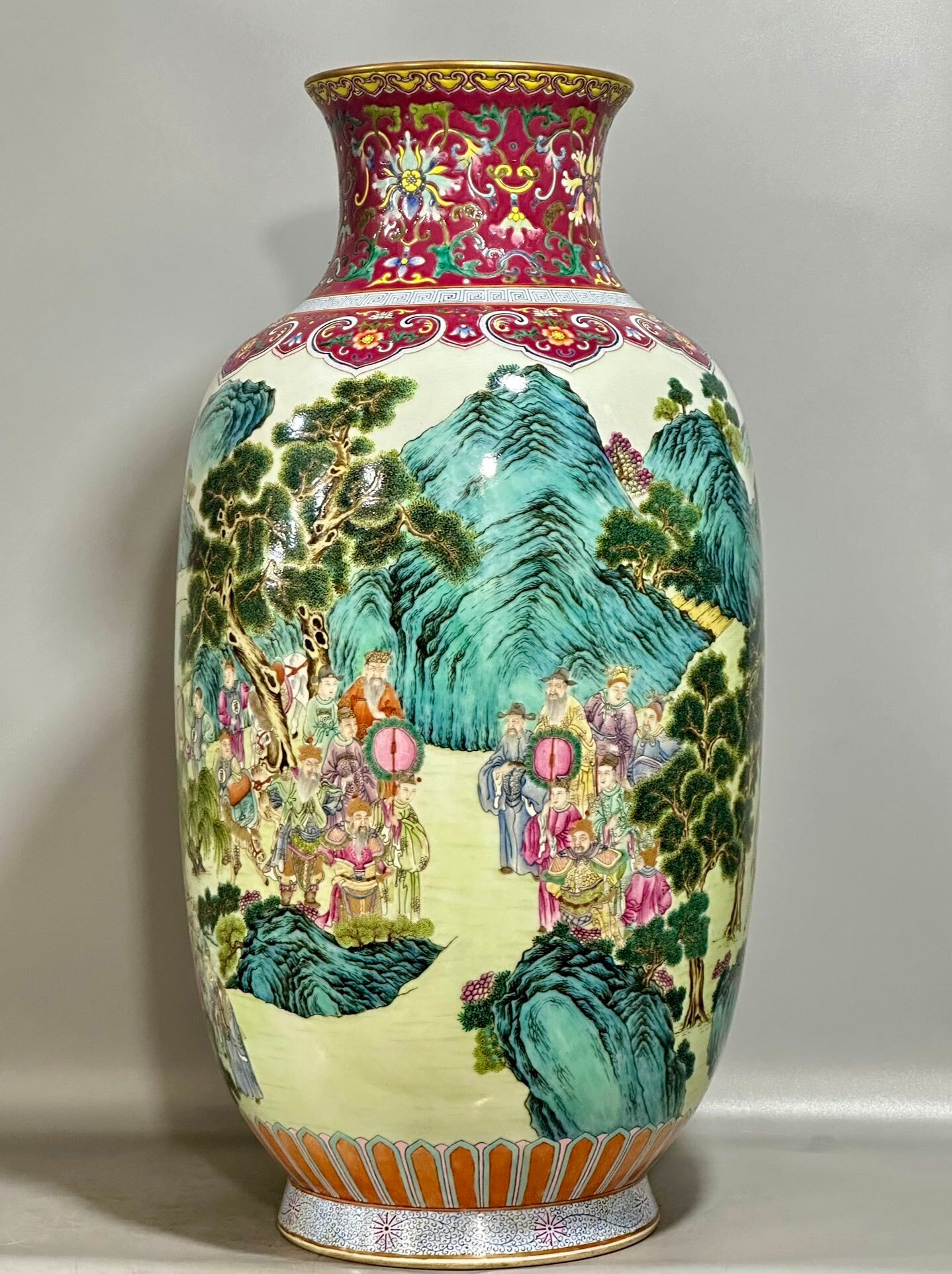 A Precious Famille-Rose Landscape and Figure Pattern Vase (1 of 9)