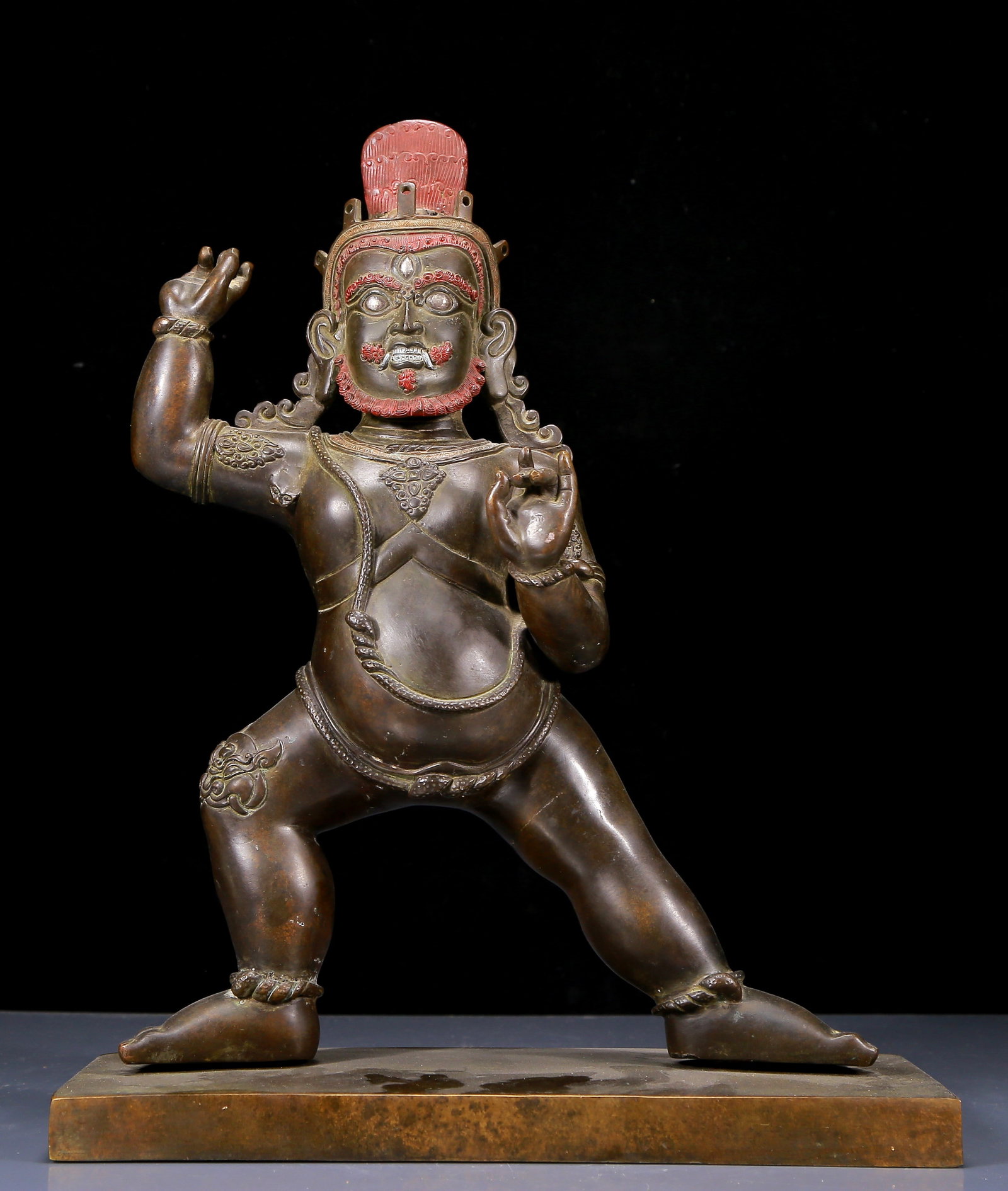 A Rare Bronze Statue of Vajra: A Rare Bronze Statue of Vajra,Ming Dynasty, China,Size:32cmx13cmx40cm,Weight:7555g 铜大黑天金刚像，明代