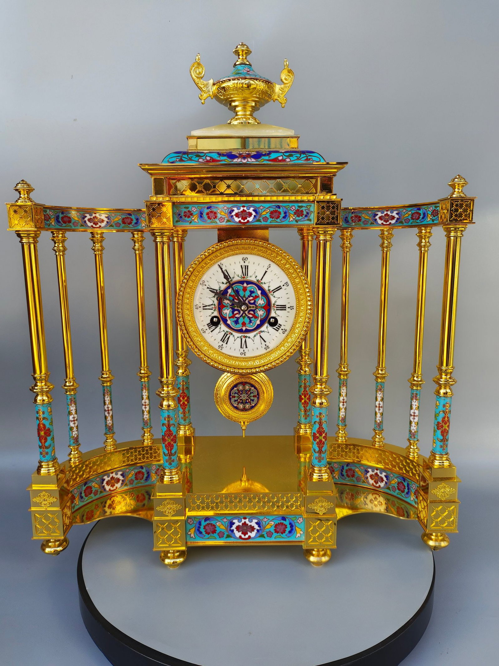An Exquisite Gilt Copper Cloisonne Table clock (1 of 7)