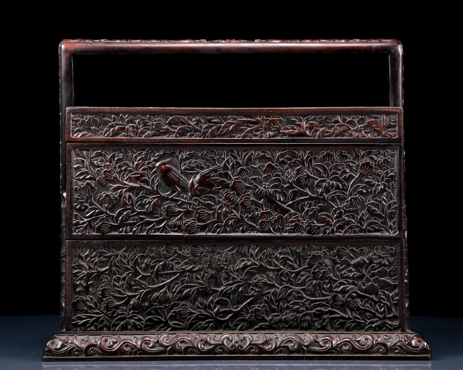 An Exquisite Zitanwood Flower and Bird Pattern Box (1 of 13)
