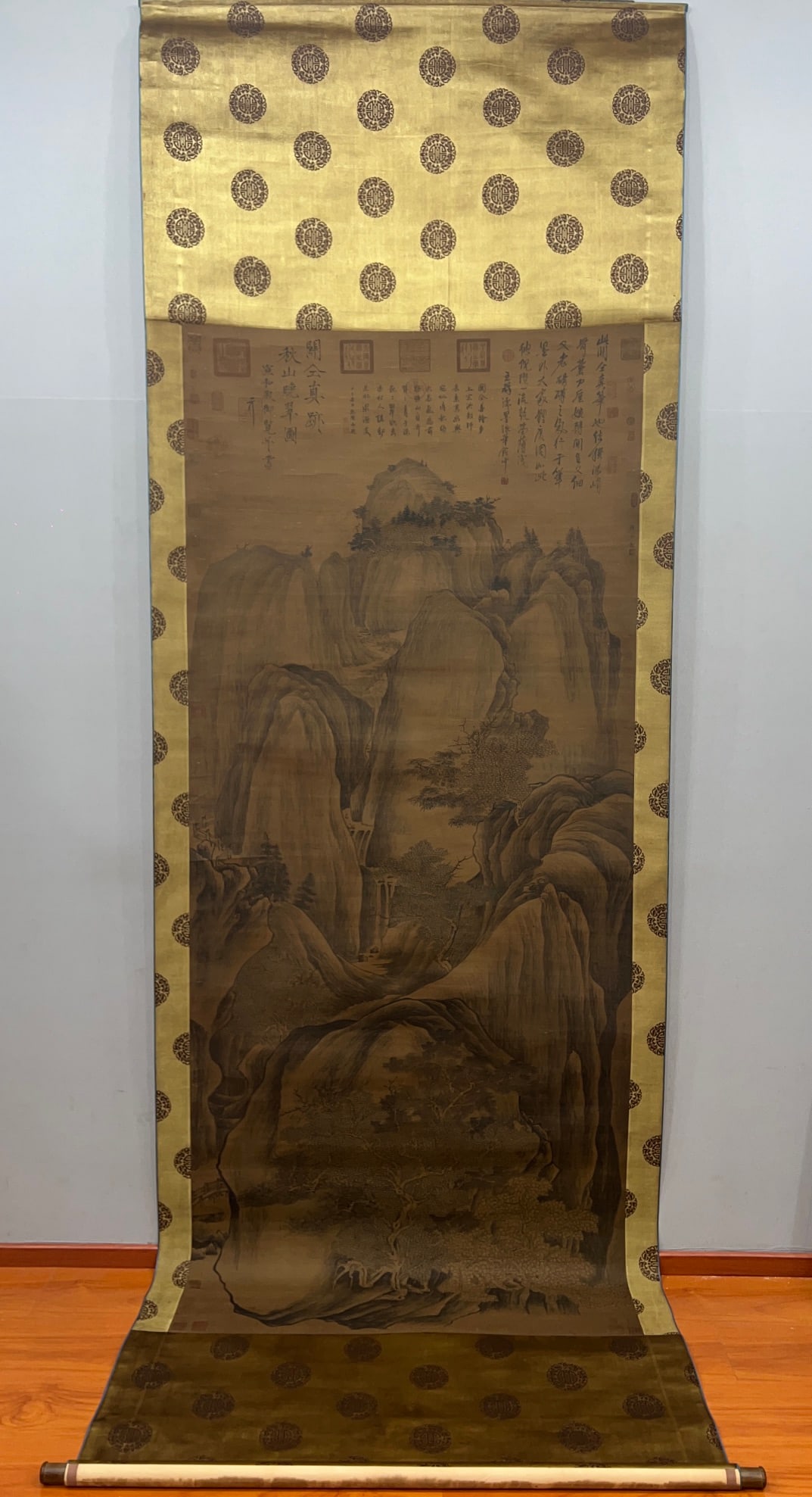 A Chinese Vertical Scroll Ink Painting of Landscape  on Silk (1 of 14)