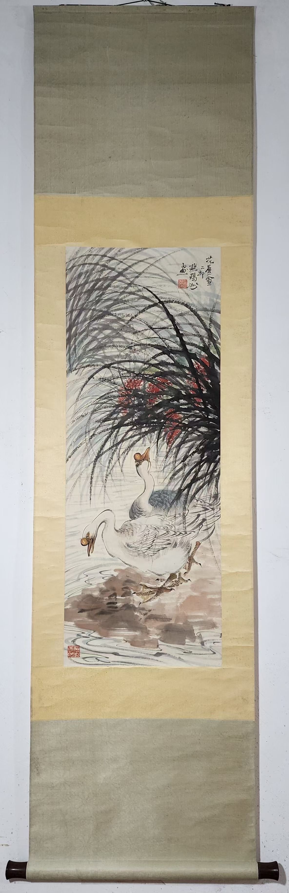 A Chinese Vertical Scroll Ink Painting of  Flower and Bird on Paper  (1 of 9)