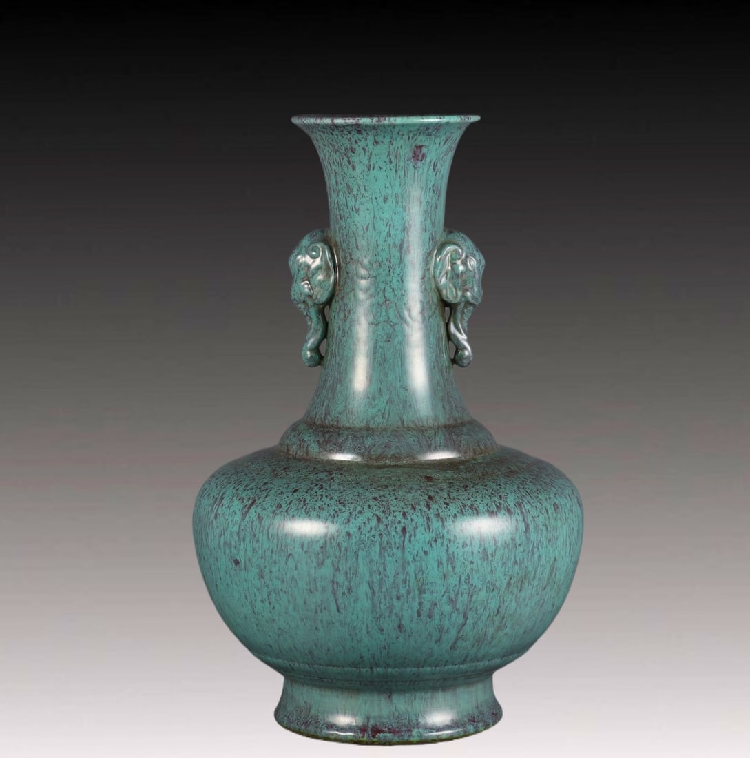An Exquisite Robin's-Egg-Glazed Elephant-Ears Vase (1 of 9)