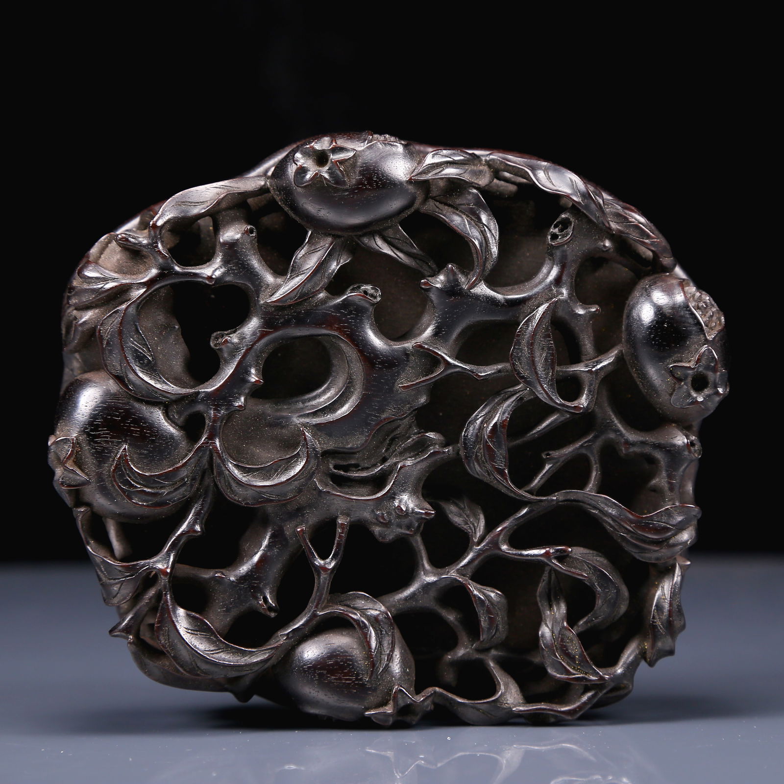 An Exquisite Zitanwood Pomegranate Pattern Base (1 of 5)