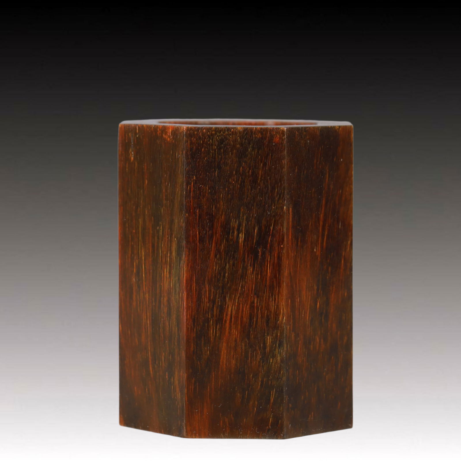 A Rare Rhinoceros Horn Brush Pot: A Rare Rhinoceros Horn Brush Pot,Size:7.5cmx9.8cm,Weight:355g 犀角笔筒