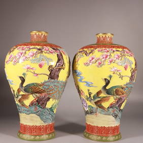 A Exquisite Enamel Outline in gold Flower and Bird Pattern Vase (1 of 9)