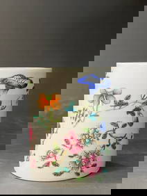 A Exquisite Famille-Rose Flower Pattern Brush Pot (1 of 10)