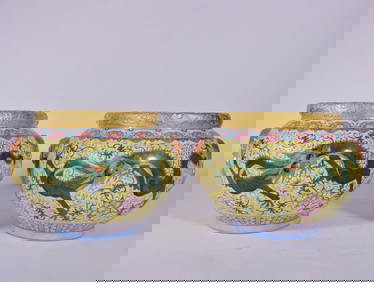 A Exquisite Enamel Outline in gold Dragon Pattern Lotus Pattern Lion-Ears Brush Washer (1 of 9)