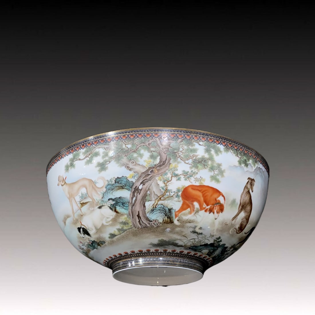 A Rare Famille-Rose Painted Gold Dogs Pattern Bowl (1 of 9)