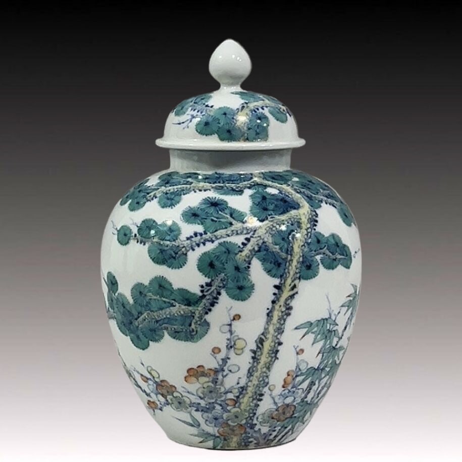 An Exquisite Doucai Pine, Bamboo and Plum Blossom Pattern Cover Jar (1 of 9)