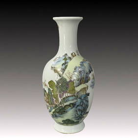 An Exquisite Famille-Rose Landscape and Figure Pattern Vase (1 of 8)