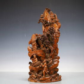 A Exquisite Boxwood Character and Story Pattern with poem Ornament (1 of 10)
